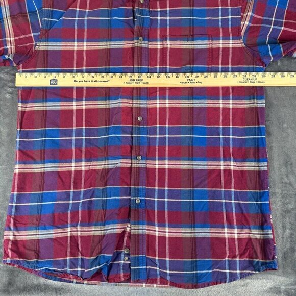 Wrangler 20X Button Down Shirt Men XL Red Blue Check Long Sleeve Western Burguny - Picture 3 of 7